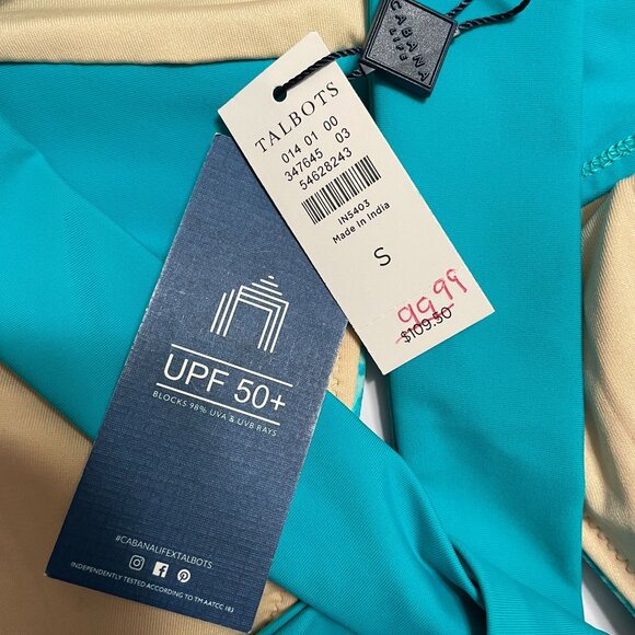 Talbots Cabana Life Swim Dress Halter Neck Built-in Briefs Turquoise Size S NWT - Picture 8 of 11